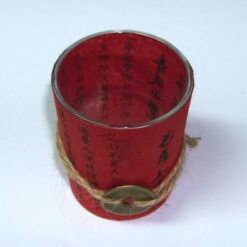 Pahar Feng Shui cu moneda si ideograme de bun augur - rosu