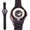 Ceas quarz - Yin-Yang negru si cele 12 semne zodiacale