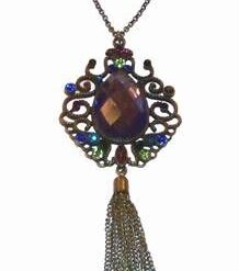 Medalion vintage din metal cu strasuri multifatetate