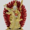Statuia din metal auriu si rosu cu Guru Rinpoche