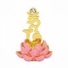 Simbolul  silaba HUM pe floare de Lotus roz, cu cristal