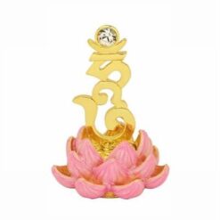 Simbolulsilaba HUM pe floare de Lotus roz, cu cristal