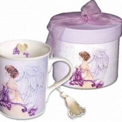 Cana din portelan cu cei 2 ingeri ai evolutiei spirituale