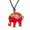Talisman placat cu elefantul protectiei rosu, pe siret negru