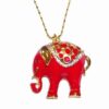 Talisman placat cu elefantul protectiei rosu, pe lant placat