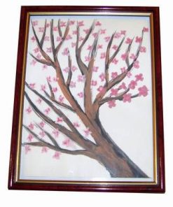 Tablou Feng Shui cu floare de cires - pictat manual