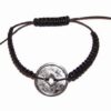 Bratara neagra, reglabila, cu moneda argintie - unisex