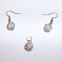 Set Shambala cu sfere argintii - pandantiv si cercei