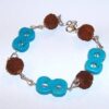 Bratara cu cifra 8 din argint, howlit albastru si Rudraksha