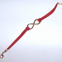 Bratara barbateasca cu cifra 8 placata si piele rosie