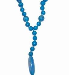 Colier Dzi cu cristal de howlit albastru si agat