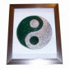 Tablou Feng Shui pictat manual - Yin-Yang verde - argintiu