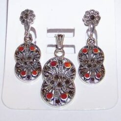 Set din argint 925 cu marcasite si carneol - cifra 8