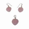 Set din argint cu cristale de cuart roz - inima
