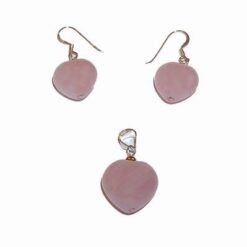 Set din argint cu cristale de cuart roz - inima