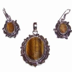 Set placat cu argint si cristale de ochi de tigru