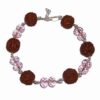 Bratara din argint cu Rudraksha si cristale roz