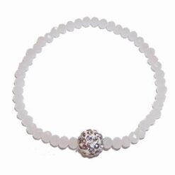 Bratara Shamballa pe elastic cu cristale multifatetate albe