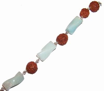 Bratara din argint cu Rudraksha si acvamarin Bratara din argint cu Rudraksha si acvamarin