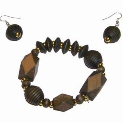 Set din lemn - bratara si cercei - elementul Lemn