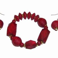 Set din lemn - bratara si cercei - elementul Foc