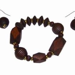 Set din lemn - bratara si cercei - elementul Pamant