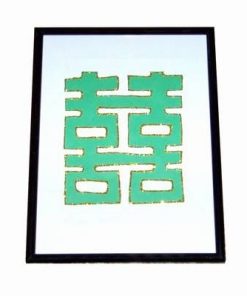 Tablou Feng Shui cu Simbolul Dublei Fericiri verde