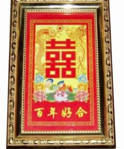 Tablou Feng Shui cu simbolul dublei fericiri si pasari