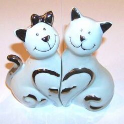 Pereche de pisici ale dragostei, din portelan, albe