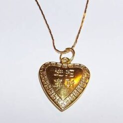 Pandantiv placat cu aur pe lant - Inima cu ideograme