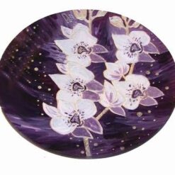 Farfurie unicat, pictata, cu 5 orhidee