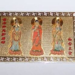 Mantra aurie din metal cu cele 3 ipostaze ale lui Kuan Yin