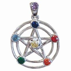 Pentagrama din alama argintata cu 7 cristale