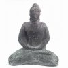 Statuia lui Buddha meditand din piatra gri