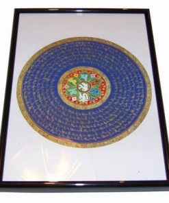 Tablou cu mandala albastra si cele 7 simboluri norocose