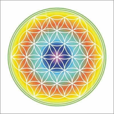 Magnet Feng Shui cu Floarea Vietii - curcubeu Magnet Feng Shui cu Floarea Vietii - curcubeu