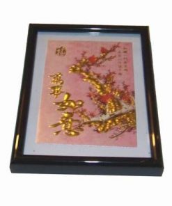 Tablou Feng Shui cu floare de cires si ideograme