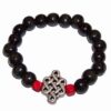 Bratara cu sfere negre si Nod Mistic din metal de calitate