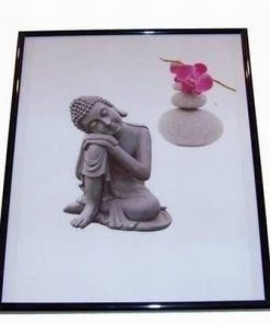 Tablou cu Buddha Tamaduitorul, orhidee si pietre