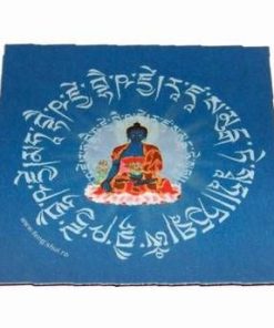 Magnet cu Buddha al Medicinei Thangka si mantre de protectie