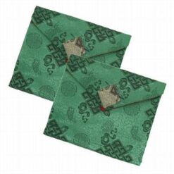 Plic Feng Shui cu Nodul Mistic, din matase - verde