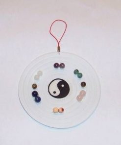 Mini tablou cu Yin-Yang si cristalele celor 7 chakre