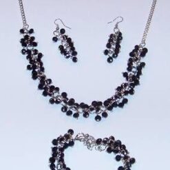 Set din metal de calitate cu sfere negre multifatetate