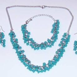 Set din metal de calitate cu sfere albastre, multifatetate