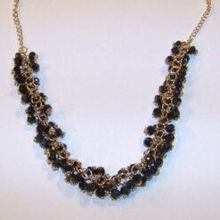 Colier din metal de calitate cu sfere negre multifatetate