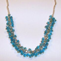 Colier din metal de calitate cu sfere albastre, multifatetate