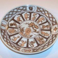 Farfurie decorativa din portelan cu 12 zodii pentru Maimuta