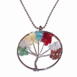 Pandantiv argintat cu cele 7 chakre si Copacul Vietii