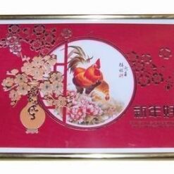 Tablou cu familie de cocosi si simboluri de bun augur