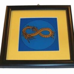 Tablou pictat,, pe sticla cu Dragonul Cerului - bleu